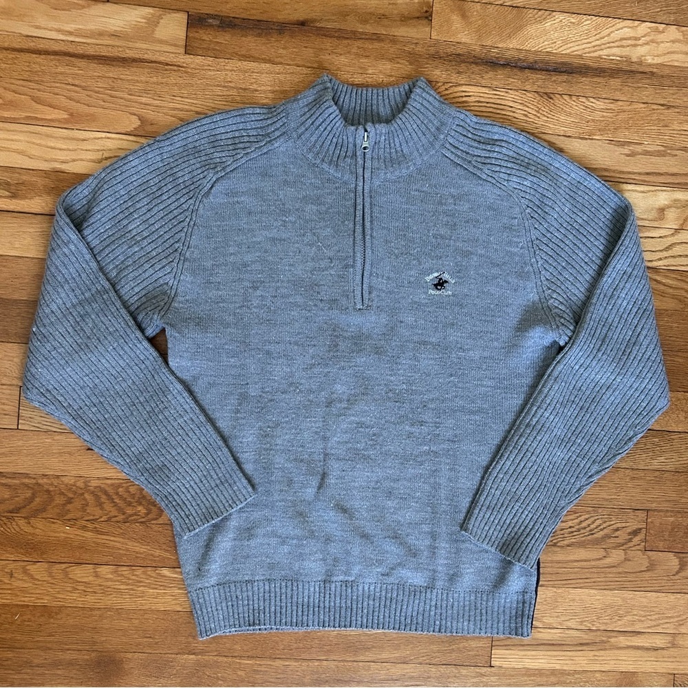 Beverly Hills Polo Club Men’s Gray Quarter Zip Sweater - Size XL